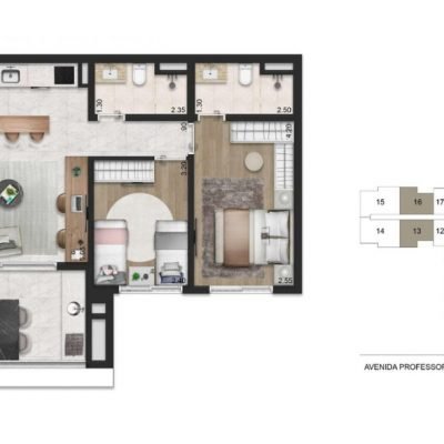 Casa Ibirapuera Apartments - Planta 68m² - 2 dorms | Finais 13 e 16 Casa Ibirapuera Apartments - Planta 68m² - 2 dorms | Finais 13 e 16