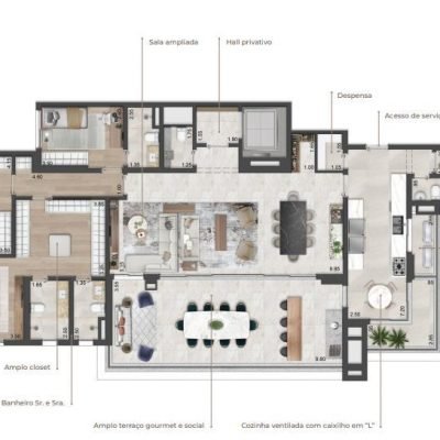 Oscar Freire 1560 - Planta 217m² - Opção 3 suítes living ampliado com banho sr. e sra. Oscar Freire 1560 - Planta 217m² - Opção 3 suítes living ampliado com banho sr. e sra.