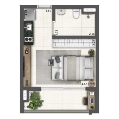 Grand Square Praça da Árvore - Planta 32m² - Flat NR padrão Grand Square Praça da Árvore - Planta 32m² - Flat NR padrão