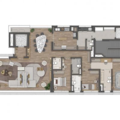 Haddock 885 - Planta 185m² - Opção 3 suítes com varanda integrada e cozinha ampliada Haddock 885 - Planta 185m² - Opção 3 suítes com varanda integrada e cozinha ampliada