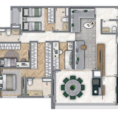 Living Unique Saúde - Planta 125m² - Opção 4 dormitórios Living Unique Saúde - Planta 125m² - Opção 4 dormitórios