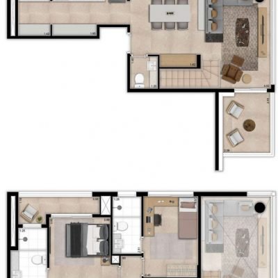 Indi 70 - Planta 91m² - 2 suítes duplex Indi 70 - Planta 91m² - 2 suítes duplex