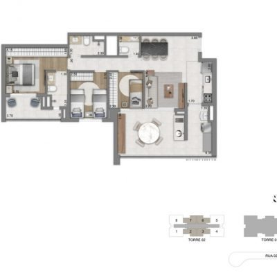 Éden West - Planta 94m² - Tipo 3 dorms Éden West - Planta 94m² - Tipo 3 dorms
