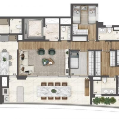 Galleria Klabin Residence - Planta 166m² - Padrão 4  dorms Galleria Klabin Residence - Planta 166m² - Padrão 4 dorms