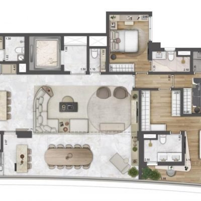 Galleria Klabin Residence - Planta 166m² - Opção 3 suítes Galleria Klabin Residence - Planta 166m² - Opção 3 suítes