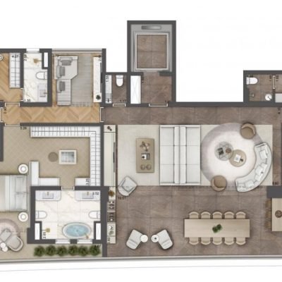 Galleria Klabin Residence - Planta 234m² - Opção com 3 suítes Galleria Klabin Residence - Planta 234m² - Opção com 3 suítes