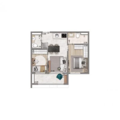 N.A.U. Klabin - Planta 46m² - Padrão 2 dorms N.A.U. Klabin - Planta 46m² - Padrão 2 dorms