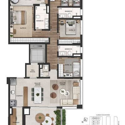 Bem Moema Residencial - Planta 148m² - 4 dorms Bem Moema Residencial - Planta 148m² - 4 dorms