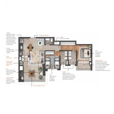 Most Moema Home - Planta 80m² - 2 suítes com cozinha aberta Most Moema Home - Planta 80m² - 2 suítes com cozinha aberta