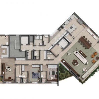 Arte Concreta Jardins - Planta 340m² - 3 suítes opção Arte Concreta Jardins - Planta 340m² - 3 suítes opção