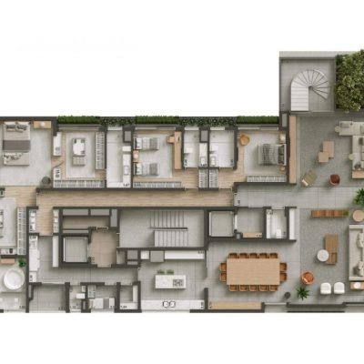 Sete Vila Nova Conceição - Planta 620m² - 3 suítes duplex inferior Sete Vila Nova Conceição - Planta 620m² - 3 suítes duplex inferior