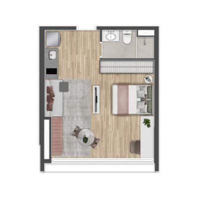 The Collection PUC - Planta 33m² - 1 dorm | Opção integrado The Collection PUC - Planta 33m² - 1 dorm | Opção integrado