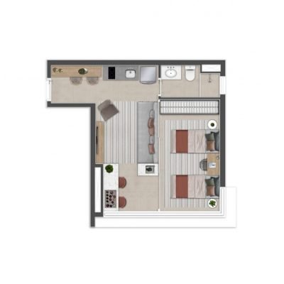 The Collection PUC - Planta 36m² - 1 dorm | Opção integrado The Collection PUC - Planta 36m² - 1 dorm | Opção integrado