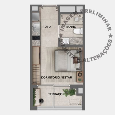 Jota Vila Mariana NR - Planta 25m² - Studio Jota Vila Mariana NR - Planta 25m² - Studio