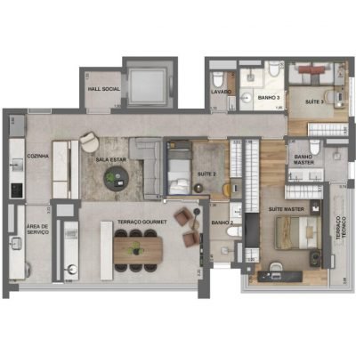Jota Vila Mariana - Planta 119m² - 3 suítes Jota Vila Mariana - Planta 119m² - 3 suítes