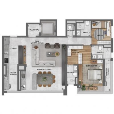 Jota Vila Mariana - Planta 119m² - Opção living ampliado 2 suítes Jota Vila Mariana - Planta 119m² - Opção living ampliado 2 suítes