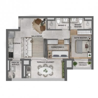 Jota Vila Mariana - Planta 66m² - 2 dorms Jota Vila Mariana - Planta 66m² - 2 dorms