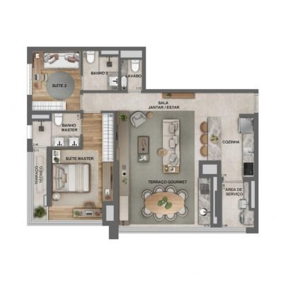 Jota Vila Mariana - Planta 96m² - Opção living ampliado 2 suítes Jota Vila Mariana - Planta 96m² - Opção living ampliado 2 suítes
