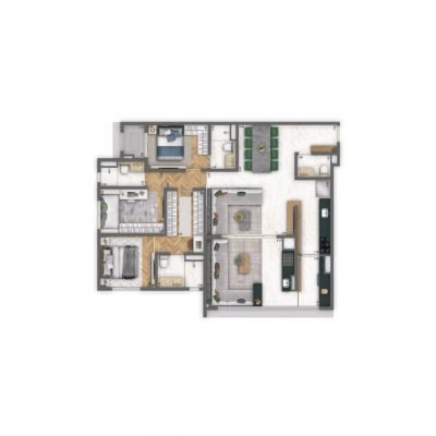 ARQ Mooca by Living - Planta 120m² - Opção 3 suítes ARQ Mooca by Living - Planta 120m² - Opção 3 suítes