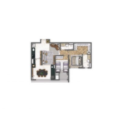 ARQ Mooca by Living - Planta 71m² - Padrão 2 dorms ARQ Mooca by Living - Planta 71m² - Padrão 2 dorms