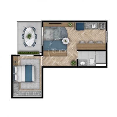 Blend Saúde - Planta 39m² - 1 dorm Blend Saúde - Planta 39m² - 1 dorm