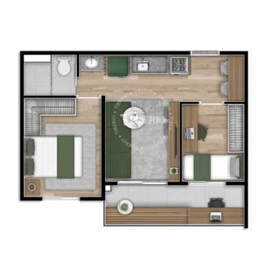 Blend Saúde - Planta 39m² - 2 dorms Blend Saúde - Planta 39m² - 2 dorms