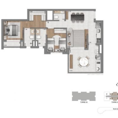 Éden East - Planta 77m² - 2 suítes Éden East - Planta 77m² - 2 suítes