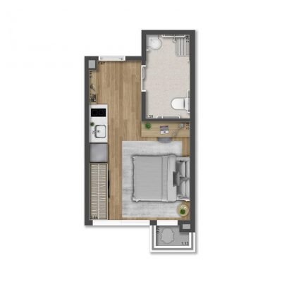 ML Brooklin - Planta 23m² - Studio com serviços PNE ML Brooklin - Planta 23m² - Studio com serviços PNE