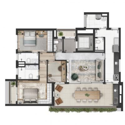 Praça Omaguás Pinheiros - Planta 128m² - 2 suítes home office Praça Omaguás Pinheiros - Planta 128m² - 2 suítes home office