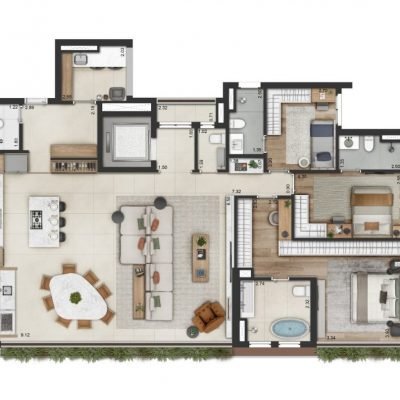 Praça Omaguás Pinheiros - Planta 166m² - Opção 3 suítes Praça Omaguás Pinheiros - Planta 166m² - Opção 3 suítes