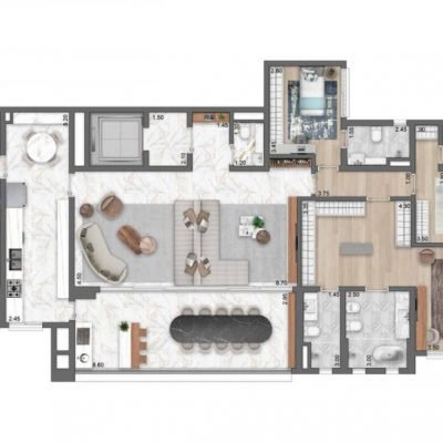 LIS Moema Residencial - Planta 213m² - Opção | 3 suítes e cozinha ampliada LIS Moema Residencial - Planta 213m² - Opção | 3 suítes e cozinha ampliada