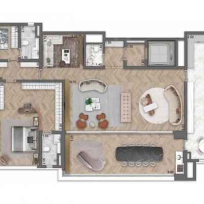 LIS Moema Residencial - Planta 253m² - Opção | 3 suítes e cozinha ampliada LIS Moema Residencial - Planta 253m² - Opção | 3 suítes e cozinha ampliada