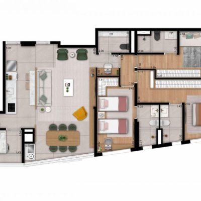 Monogram Moema Residencial - Planta 121m² - Decorado 3 suítes Monogram Moema Residencial - Planta 121m² - Decorado 3 suítes