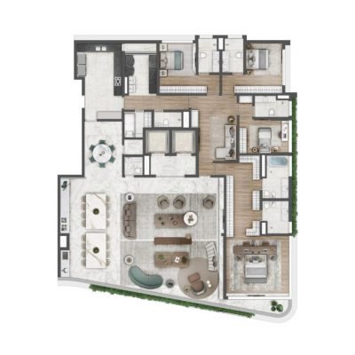 Saffire by Elie Saab - Planta 360m² - 4 suítes sala íntima Saffire by Elie Saab - Planta 360m² - 4 suítes sala íntima