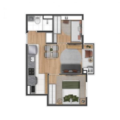 Side Sacomã - Planta 36m² - 2 dorms Side Sacomã - Planta 36m² - 2 dorms