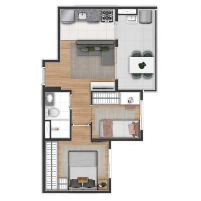 Side Sacomã - Planta 40m² - 2 dorms Side Sacomã - Planta 40m² - 2 dorms