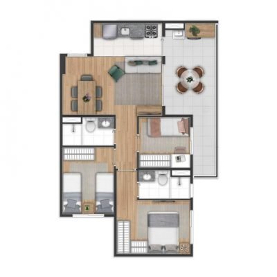 Side Sacomã - Planta 65m² - 3 dorms Side Sacomã - Planta 65m² - 3 dorms