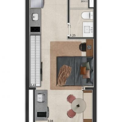 The Collection Madalena - Planta 26m² - studio integrado The Collection Madalena - Planta 26m² - studio integrado