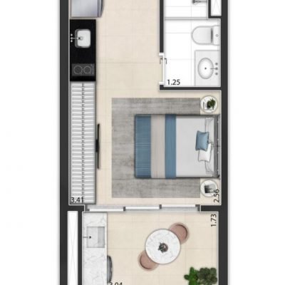 The Collection Madalena - Planta 26m² - studio residencial The Collection Madalena - Planta 26m² - studio residencial