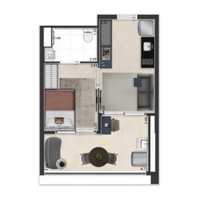 The Collection Madalena - Planta 36m² - 1 dormitório não residencial The Collection Madalena - Planta 36m² - 1 dormitório não residencial