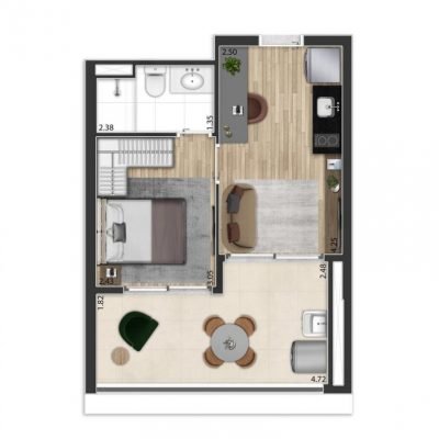 The Collection Madalena - Planta 37m² - 1 dormitório residencial The Collection Madalena - Planta 37m² - 1 dormitório residencial