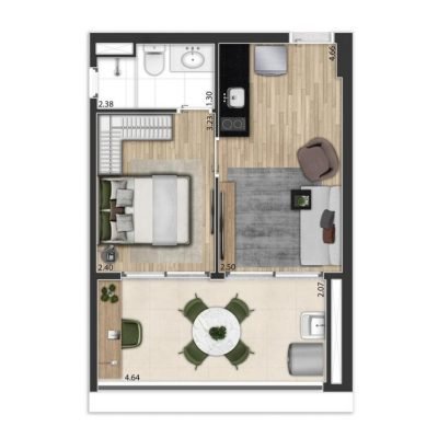 The Collection Madalena - Planta 38m² - 1 dormitório residencial The Collection Madalena - Planta 38m² - 1 dormitório residencial