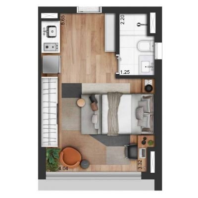 The Collection Ibirapuera - Planta 26m² - studio The Collection Ibirapuera - Planta 26m² - studio