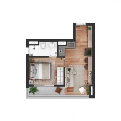 The Collection Ibirapuera - Planta 33m² - 1 dorm The Collection Ibirapuera - Planta 33m² - 1 dorm