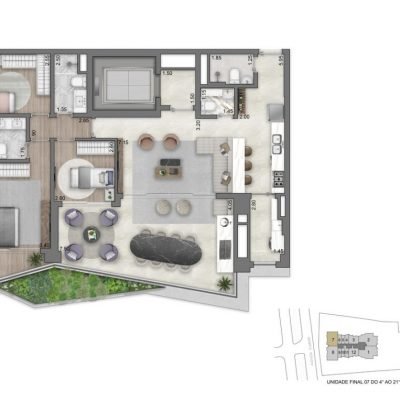 On The Sky By Yoo - Planta 132m² - 3 dorms On The Sky By Yoo - Planta 132m² - 3 dorms