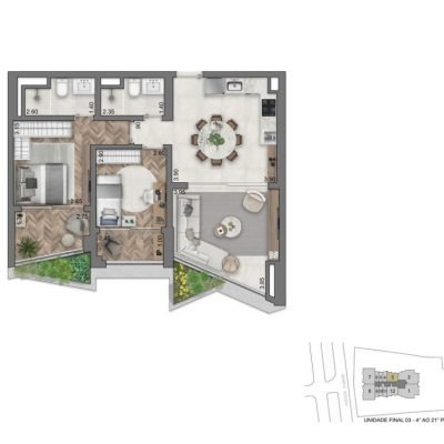 On The Sky By Yoo - Planta 77m² - 2 dorms On The Sky By Yoo - Planta 77m² - 2 dorms