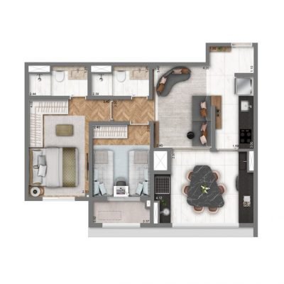 Living Address Alto do Ipiranga - Planta 63m² - 2 dorms Living Address Alto do Ipiranga - Planta 63m² - 2 dorms