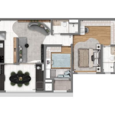 Living Address Alto do Ipiranga - Planta 69m² - 2 dorms Living Address Alto do Ipiranga - Planta 69m² - 2 dorms