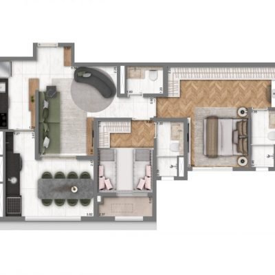 Living Address Alto do Ipiranga - Planta 75m² - 2 suítes Living Address Alto do Ipiranga - Planta 75m² - 2 suítes