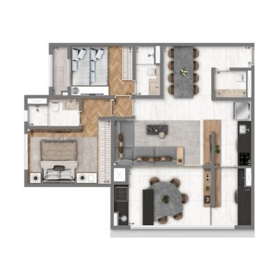 Living Address Alto do Ipiranga - Planta 87m² - Opção living 2 suítes Living Address Alto do Ipiranga - Planta 87m² - Opção living 2 suítes